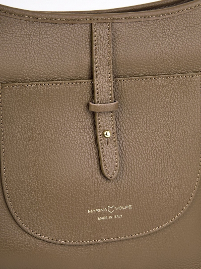 Сумка женская из натуральной кожи, бежевая, 26x9x28