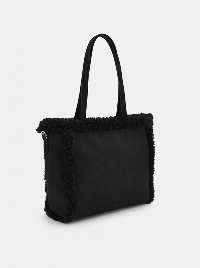 АУГС327600 Сумка женская,иск.кожа/иск мех ,380*130*270,черная