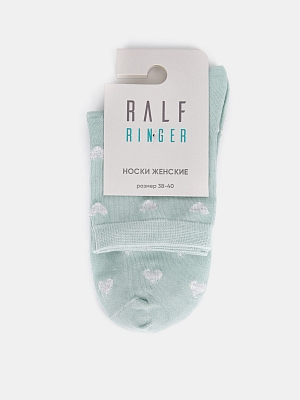 АУОН066300 Женские хлопк.носки с люрексом рисунок&quot;сердечки&quot;р.25 мятные