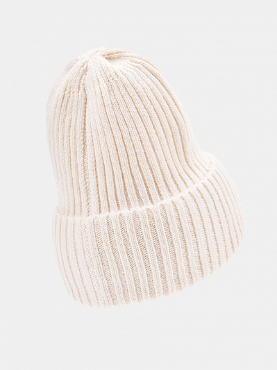  Шапка женская с шерстью, молочная