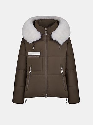 АУОЧ038700 Куртка женская,полиэстер, длина 75,коричневая