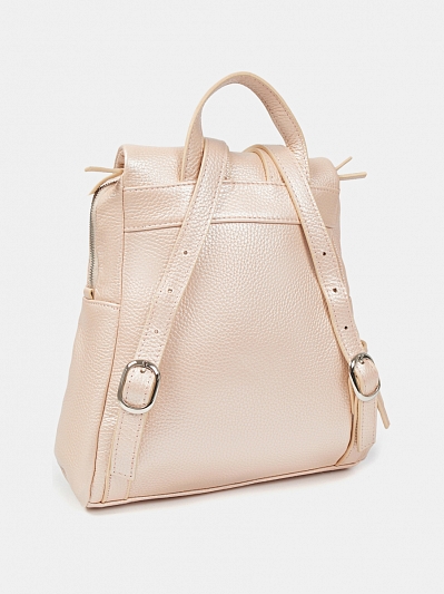 Рюкзак женский из натуральной кожи, розовый, 25х30х10