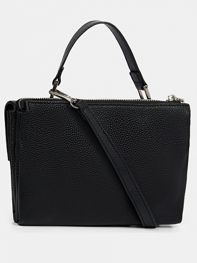 Сумка женская из натуральной кожи, черная, 21*6*15 