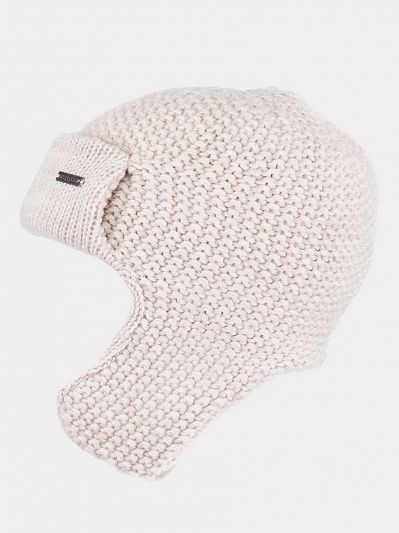 110323P-18721-33_Н Шапка ушанка женская,50%шерсть 50%акрил,молочная