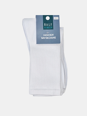 АУОН061300_Н Мужские хлопк.однотонные носки в рубчик 20см,белые р.39-41