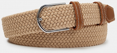 MTCP3504-12 Ремень мужской полиэстер,полиу ретан 3,5*110-130 см  бежевый