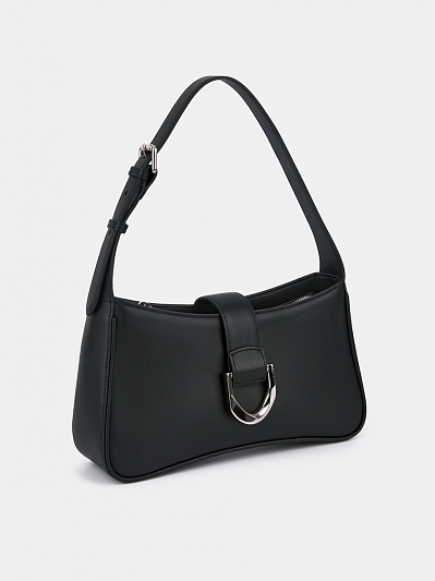 Сумка женская из натуральной кожи, черная, 28,5х8,2х16