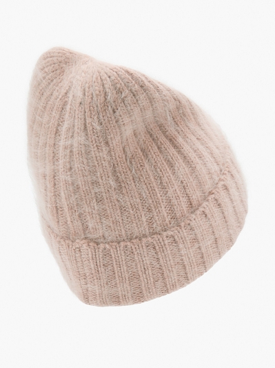 Шапка женская с ангорой, бежевая