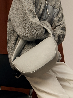 Сумка седло женская из натуральной кожи, серая, 29x9x19