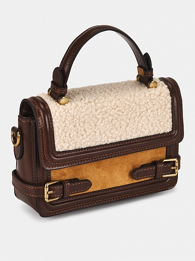 АУГС331700 Сумка женская искусст.кожа/иск усст.мех.190х50х140,коричн/беж
