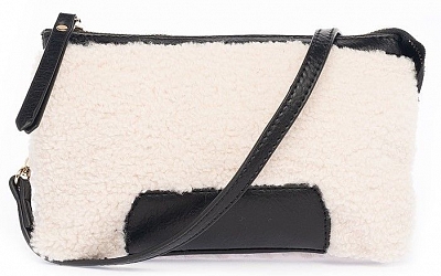 25056/30/10 Сумка женская,BAGGINI,иск.кожа + иск.мех,23*15*5,черная/белая