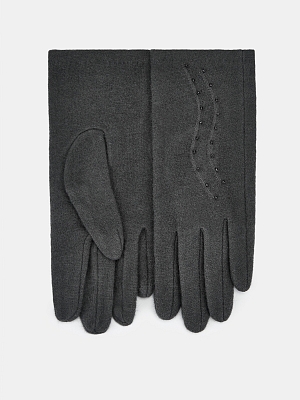 LB-PH-75-RF-d.grey-M_Н Перчатки женские трикотаж без подкладки р.M темно-серые