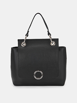 Сумка женская из натуральной кожи, черная, 10*12,5*32