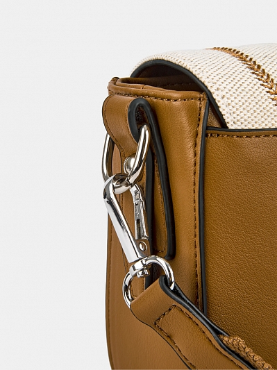 Сумка кросс-боди женская, коричнево-молочная, 27*8*16