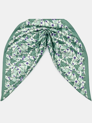170312P-17488-14_Н Платок женский,100%полиэстер ,55*55, зеленый