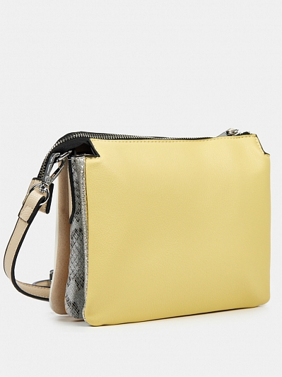 18037-1/82 Сумка жен.,иск.кожа,BAGGINI 22*17*5 лимон/белая