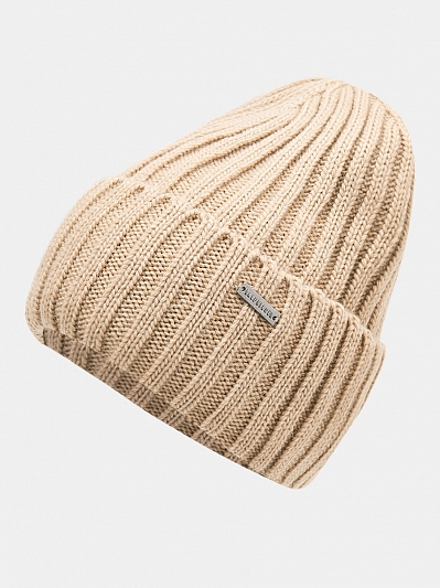  Шапка женская с шерстью, песочная