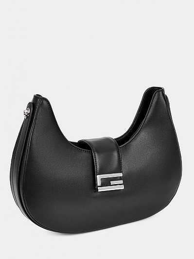 Сумка хобо женская, черная, 31x7x17