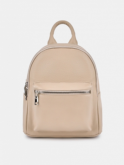 Рюкзак женский из натуральной кожи, бежевый, 23x14x30