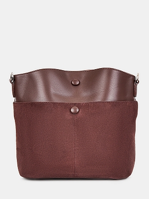 R45035/23 Сумка женская, иск. кожа+натур замша,270x130x260,темн-коричне