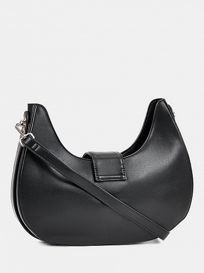 Сумка хобо женская, черная, 31x7x17