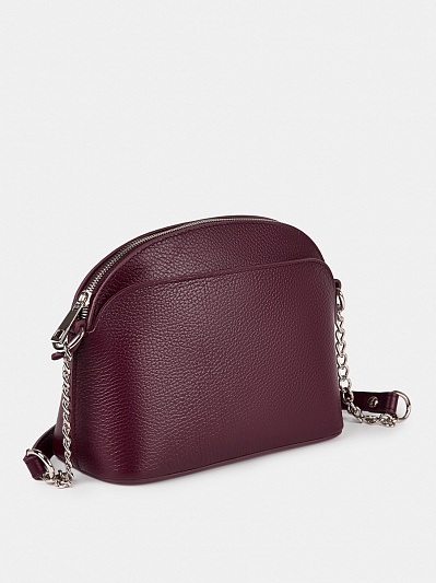 Сумка женская из натуральной кожи, бордовая, 22x9x17