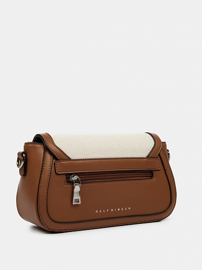 Сумка багет женская, бежевая, 24*7*14