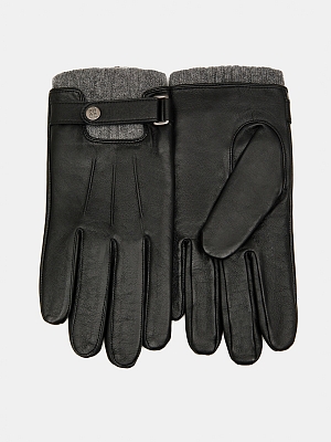 LB-0981M-RF-black/grey-9 Перчатки муж.нат.кожа70%шерсть 30% акрил р.9 черный/серый