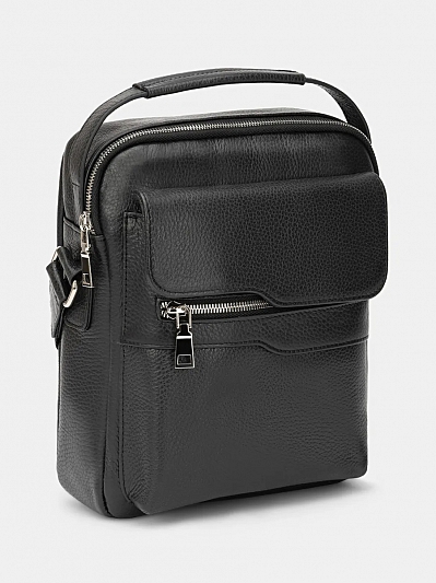 АУГС222500 Сумка мужская 220х255х60 нат.кожа черная