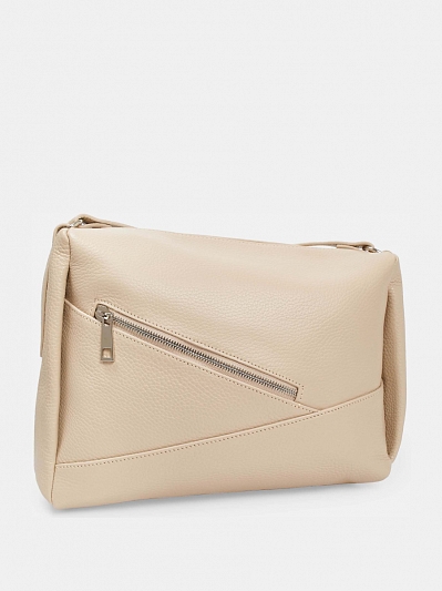 Сумка женская из натуральной кожи, бежевая, 26*23*9