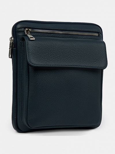 АУГС264100 Сумка мужская нат.кожа суприм 220х260х20 синяя