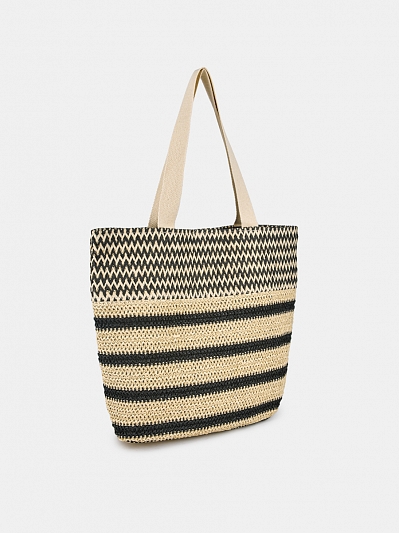 RR-112-007-61-4 Сумка женская,95%целлюлоза 5%полиэстр320x150x350,черн/беж