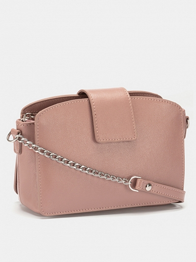 Сумка женская из натуральной кожи, розовая, 21х13х10