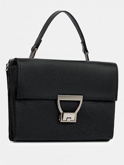 Сумка женская из натуральной кожи, черная, 21*6*15 