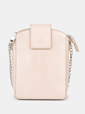 Сумка женская из натуральной кожи, розовая, 13х18х6