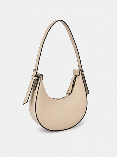 Сумка полумесяц женская, бежевая, 21*6*11