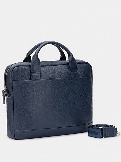 АУГС224700 Сумка мужская 380х290х70 нат.кожа синяя