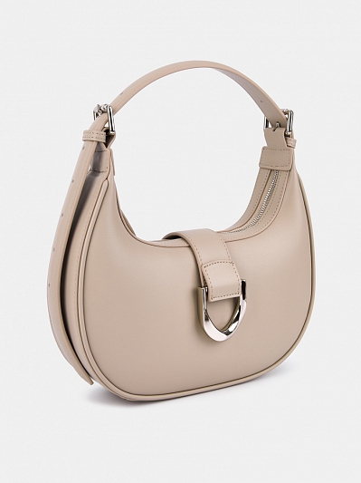 Сумка женская из натуральной кожи, бежевая, 27х7х24