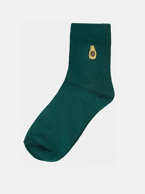 АУОН064500 Носки детск.хлопк.с принтом авокадо р.22-24 т.-зеленые