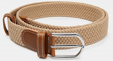 MTCP3504-12 Ремень мужской полиэстер,полиу ретан 3,5*110-130 см  бежевый