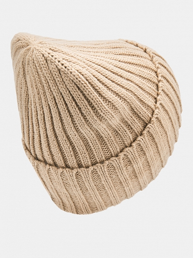  Шапка женская с шерстью, песочная