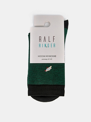 АУОН059900 Носки мужские хлопк 1пар 20см с конр.пяткой и носк.р.27т-зел