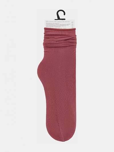 АУОН067600 Носки женские,высокие со сборк ой р.23-25 винные
