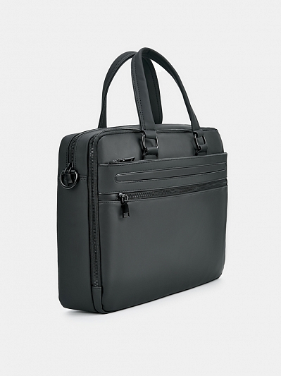 АУГС329400 Сумка мужская экокожа 10%, нейлон 90%,390х100х290,черная