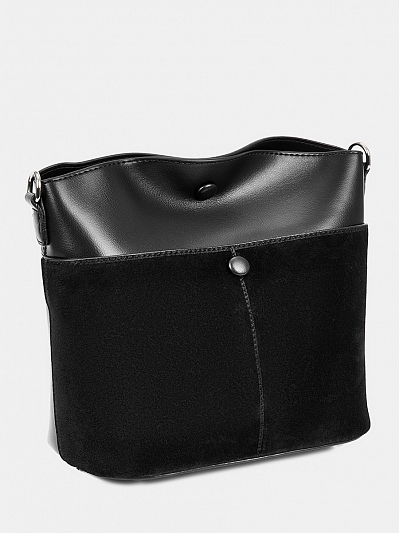 R45035/10 Сумка женская, иск. кожа+натур замша,270x130x260,черная