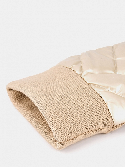 LB-CP-51-RF-gold/cream_Н Рукавицы женские,текстиль/трик отаж,р.M,золотисто-бежевые