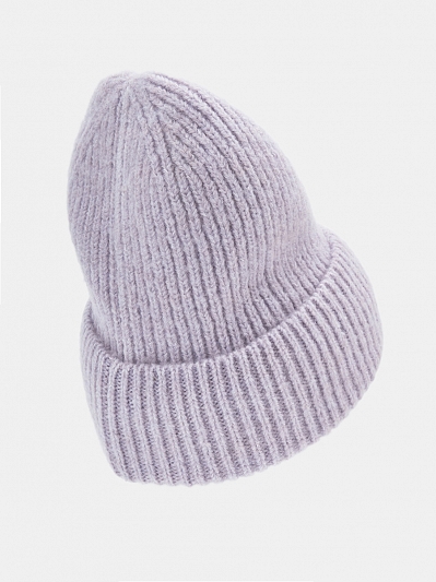  Шапка женская с шерстью, сиреневая