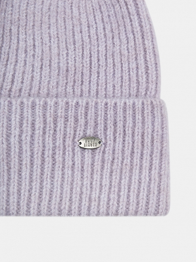  Шапка женская с шерстью, сиреневая