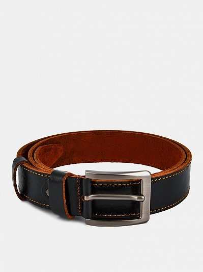 АУГР091700 Ремень мужской натур.кожа, 120-130см,черный/рыжий