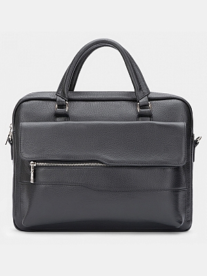 АУГС222800 Сумка мужская 370х270х70 нат.кожа черная